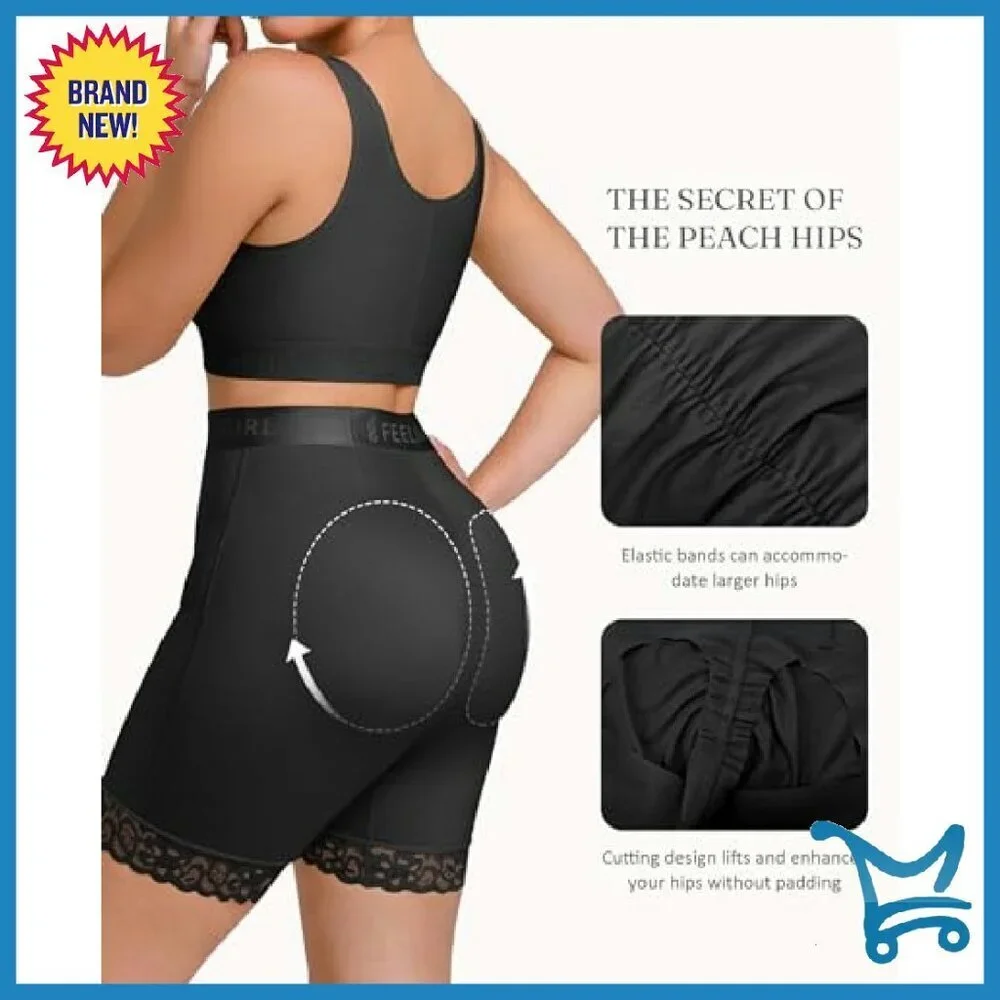 Mid-Waist Tummy Control Shapewear Shorts with Butt Lift & Zipper